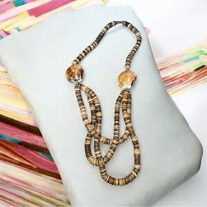 Elegant Brown Beaded and shell Necklace